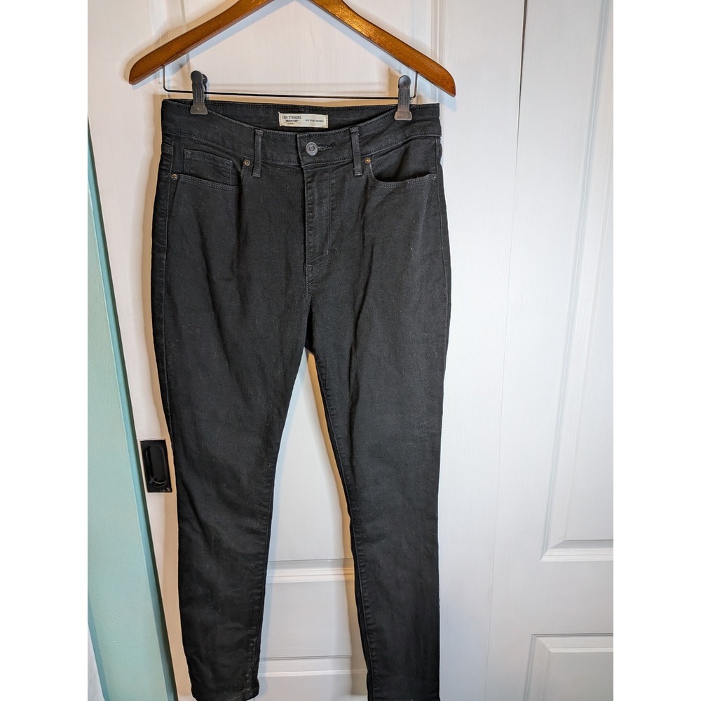 Levi Strauss Signature Gold Mens Mid Rise Skinny Jeans Black Stretch Denim